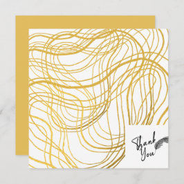 金ゴールドエレガント白と黒の文字 サンキューカード