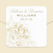 金ゴールドエレガント白フローラ牡丹結婚モノグラム スクエアシール