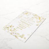 金ゴールドエレガント白モダン結婚金ゴールド実在フローラ 箔招待状 (回転した状態)
