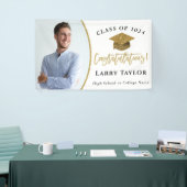 金ゴールドエレガント白写真大学院修了会 横断幕 (トレードショー)