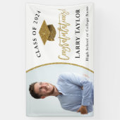 金ゴールドエレガント白写真大学院修了会 横断幕 (縦)