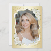 金ゴールドエレガント白写真第50誕生日 招待状 (裏面)