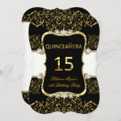 金ゴールドエレガント白黒グラマーキンセアニェラ 招待状 (正面/裏面)