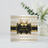 金ゴールドエレガント白黒ジュエルストライプバタフライ 招待状 (スタンド正面)