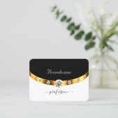 金ゴールドエレガント白黒モノグラムダイヤモンド 名刺 (スタンド正面)