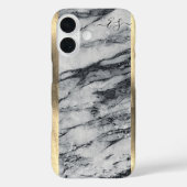 金ゴールドエレガント白黒大理石モノグラム追加 Case-Mate iPhoneケース (裏面)