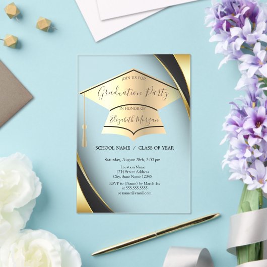 金ゴールドエレガント目盛キャップ枠黒目盛 アクリル招待状 (インサイチュ (ウェディング))