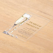 金ゴールドエレガント真珠とプロセッコブライダルシャワー アクリル招待状 (レイダウン)