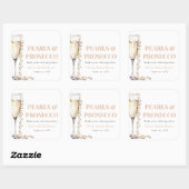 金ゴールドエレガント真珠とプロセッコブライダルシャワー スクエアシール (シート)