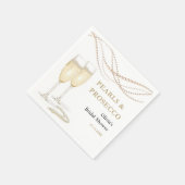 金ゴールドエレガント真珠とプロセッコブライダルシャワー スタンダードカクテルナプキン (角)