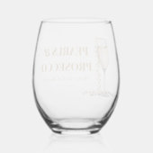 金ゴールドエレガント真珠とプロセッコブライダルシャワー ステムなしワイングラス (裏面)