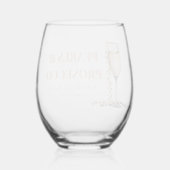 金ゴールドエレガント真珠とプロセッコブライダルシャワー ステムなしワイングラス (裏面)