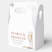 金ゴールドエレガント真珠とプロセッコブライダルシャワー フェイバーボックス (オープン)