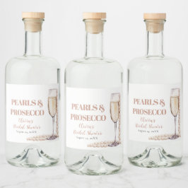 金ゴールドエレガント真珠とプロセッコブライダルシャワー リキュールボトルラベル