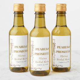 金ゴールドエレガント真珠とプロセッコブライダルシャワー ワインラベル