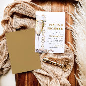 金ゴールドエレガント真珠とプロセッコブライダルシャワー 招待状