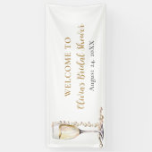 金ゴールドエレガント真珠とプロセッコブライダルシャワー 横断幕 (縦)