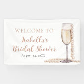 金ゴールドエレガント真珠とプロセッコブライダルシャワー 横断幕 (横)