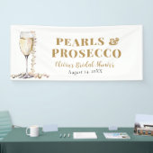 金ゴールドエレガント真珠とプロセッコブライダルシャワー 横断幕 (トレードショー)