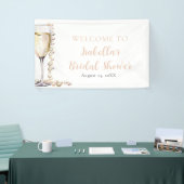 金ゴールドエレガント真珠とプロセッコブライダルシャワー 横断幕 (トレードショー)