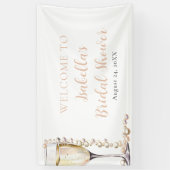 金ゴールドエレガント真珠とプロセッコブライダルシャワー 横断幕 (縦)