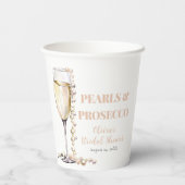 金ゴールドエレガント真珠とプロセッコブライダルシャワー 紙コップ (裏面)