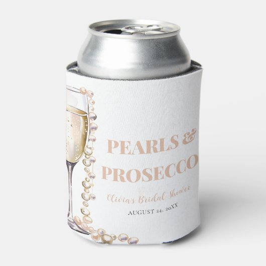 金ゴールドエレガント真珠とプロセッコブライダルシャワー 缶クーラー (缶正面)