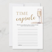 金ゴールドエレガント真珠とプロセッコ時間カプセルカード 招待状 (正面)