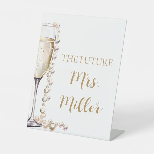 金ゴールドエレガント真珠とプロセッコ未来ミセス・サイン 台座サイン (正面)