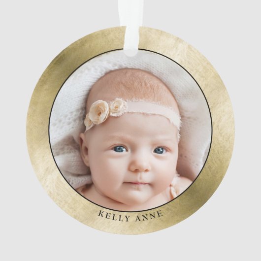 金ゴールドエレガント祖父母初めてのクリスマス写真 オーナメント (裏面)