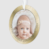 金ゴールドエレガント祖父母初めてのクリスマス写真 オーナメント (正面)