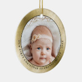金ゴールドエレガント祖父母初めてのクリスマス写真 セラミックオーナメント (右)