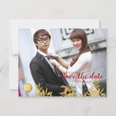 金ゴールドエレガント竹と二重の幸福中国の セーブザデート (正面)