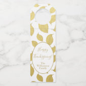 金ゴールドエレガント紅葉- Happy Thanksgiving ボトルネックタグ (正面)