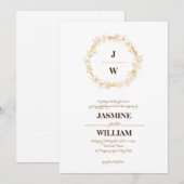 金ゴールドエレガント紋章モノグラム枠 招待状 (正面/裏面)