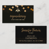 金ゴールドエレガント純生蜂蜜蜂ハニカム 名刺 (正面/裏面)