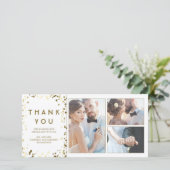 金ゴールドエレガント紙吹雪ホワ結婚イトさん サンキューカード (スタンド正面)