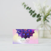 金ゴールドエレガント紙吹雪ヨガインストラクターマンダラ 名刺 (スタンド正面)