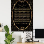 金ゴールドエレガント紙吹雪ラブブルゴーニュのシーティングチャート ポスター (ホームオフィス)