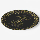 金ゴールドエレガント紙吹雪ロースクール卒業ブラック ペーパープレート (アングル)