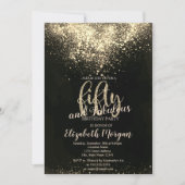 金ゴールドエレガント紙吹雪50th誕生日パーティー 招待状 (正面)