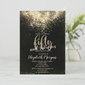 金ゴールドエレガント紙吹雪50th誕生日パーティー 招待状 (スタンド正面)