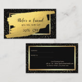 金ゴールドエレガント紙吹雪、ブラシストローク紹介カード 紹介カード (正面/裏面)