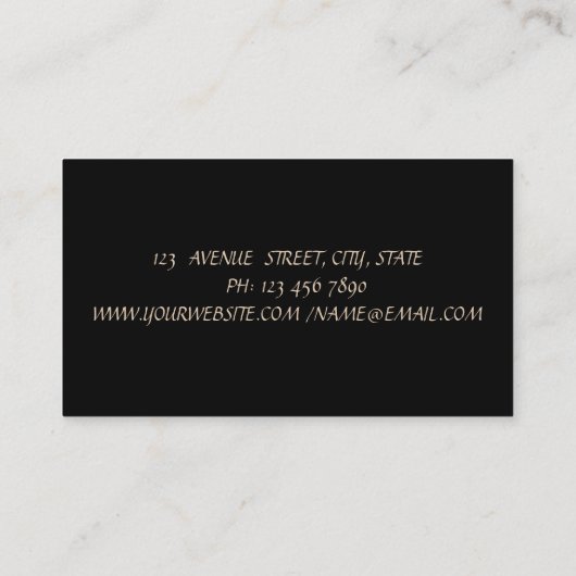 金ゴールドエレガント紙吹雪、鋏、ヘアドライヤー 名刺 (裏面)