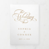 金ゴールドエレガント級書道結婚の 三つ折り招待状 (カバー)