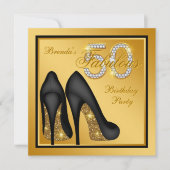 金ゴールドエレガント素晴らしい50th誕生日パーティー 招待状 (正面)