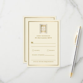 金ゴールドエレガント結婚中国の幸福 出欠カード