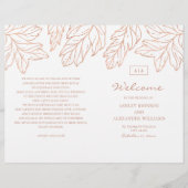 金ゴールドエレガント結婚式のプログラムを折った。青色植物学 (正面)