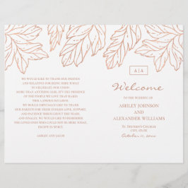 金ゴールドエレガント結婚式のプログラムを折った。青色植物学