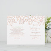 金ゴールドエレガント結婚式のプログラムを折った。青色植物学 (スタンド正面)